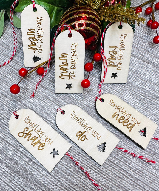 Christmas Gift Tags Want, Need, Wear etc.