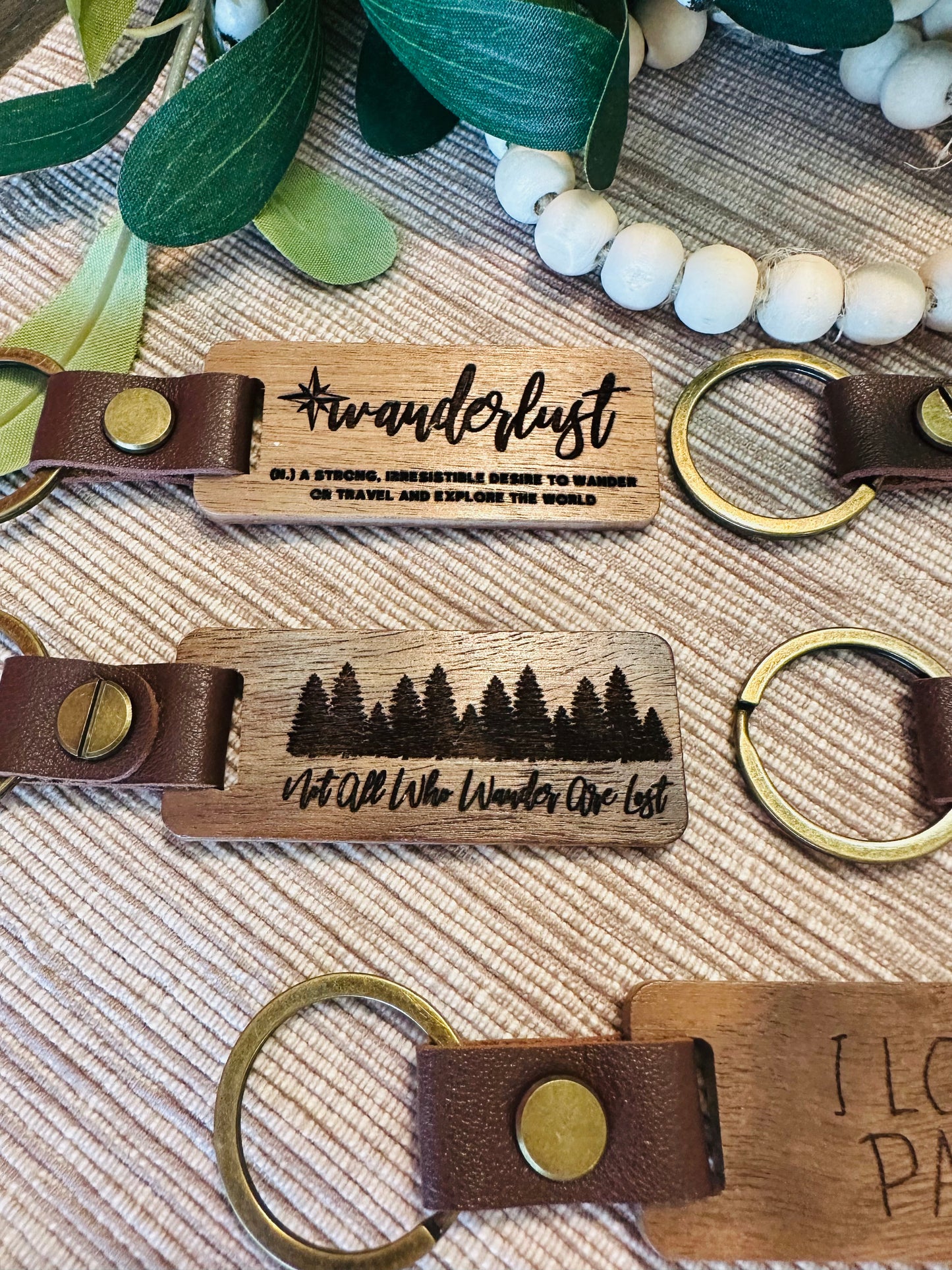 Wooden Tile Keychain