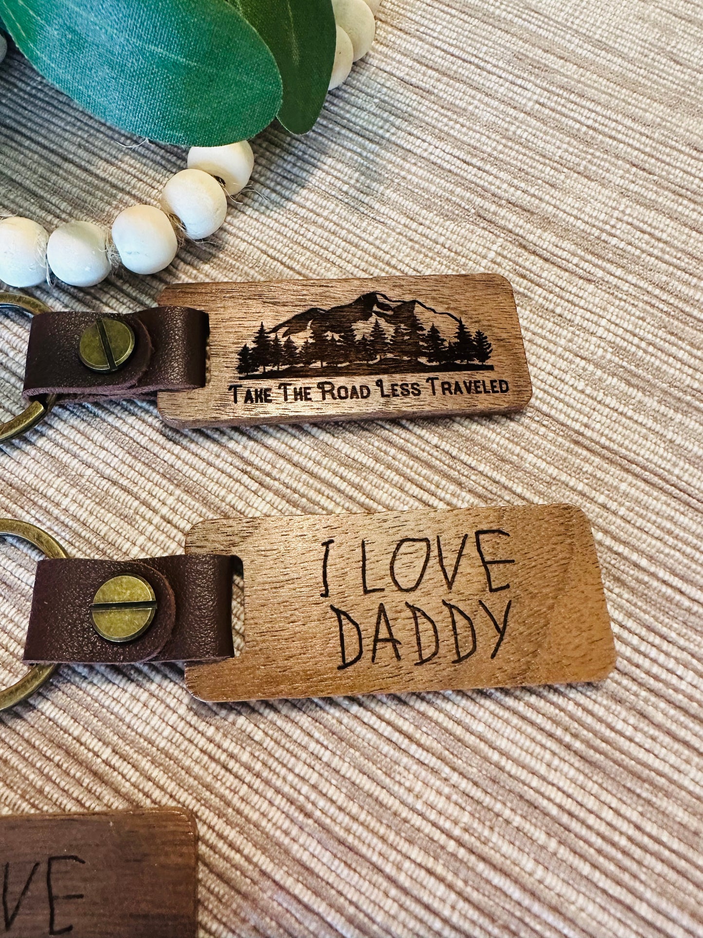 Wooden Tile Keychain