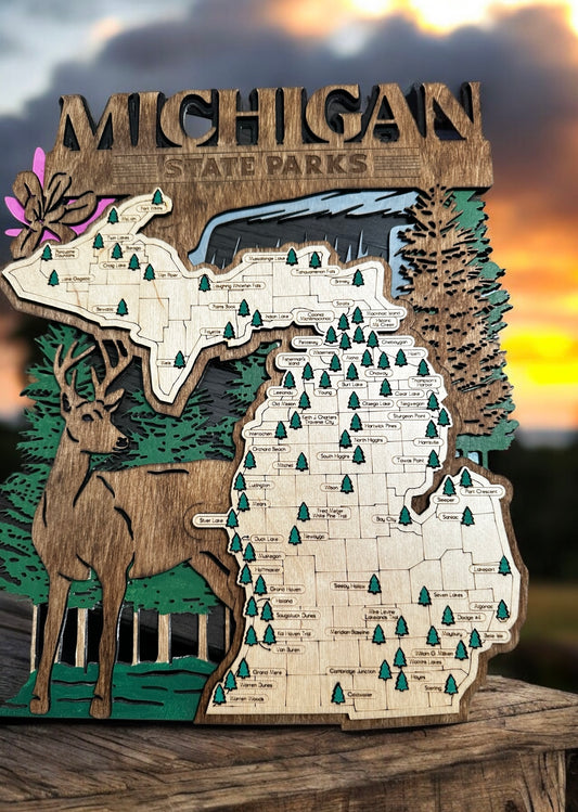 Michigan State Park Map Sign