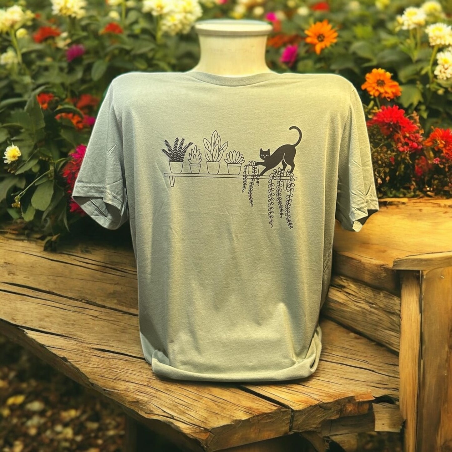 Plants And A Cat Shelf T-Shirt