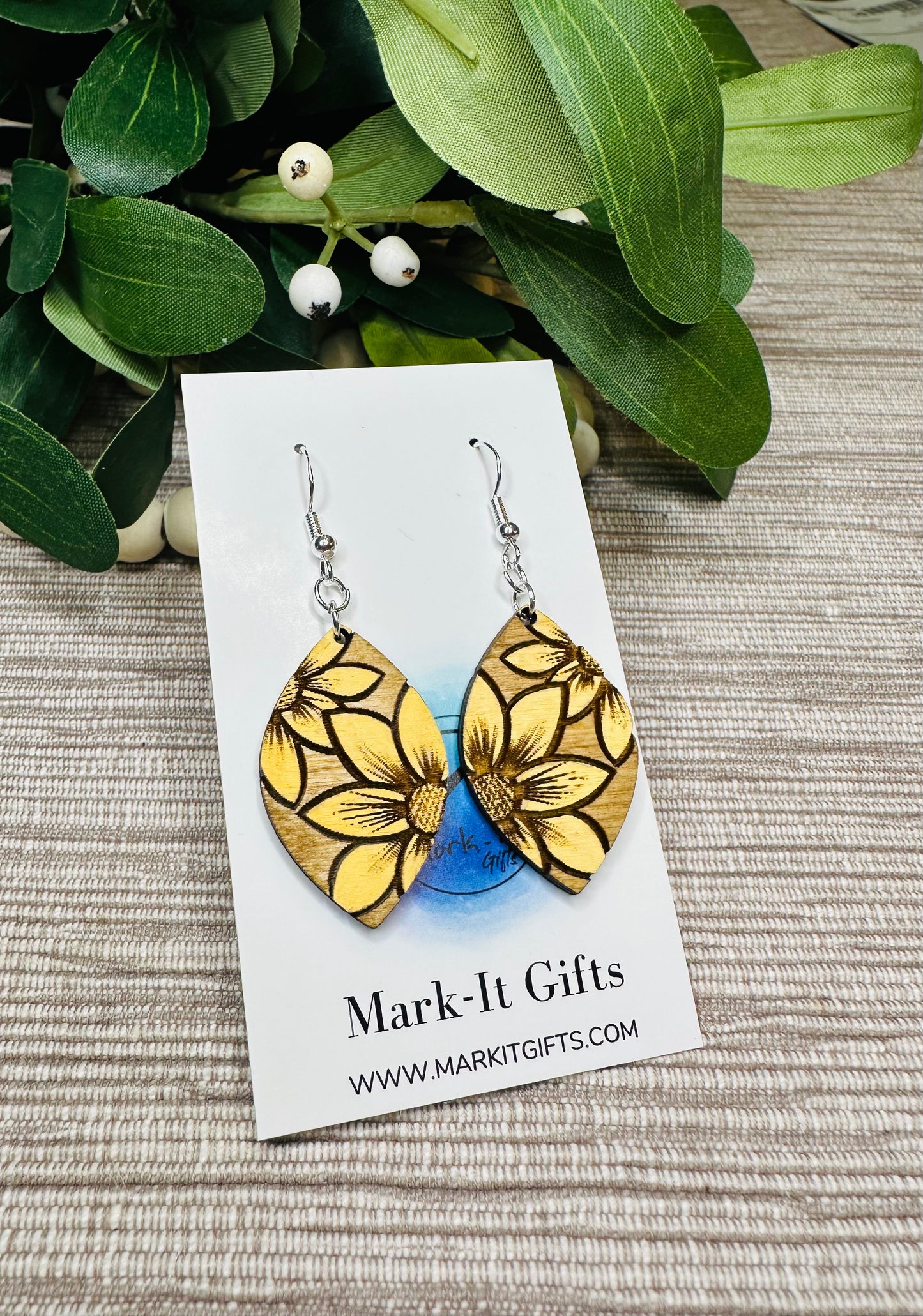 Sunflower Petal Earrings (Wood)