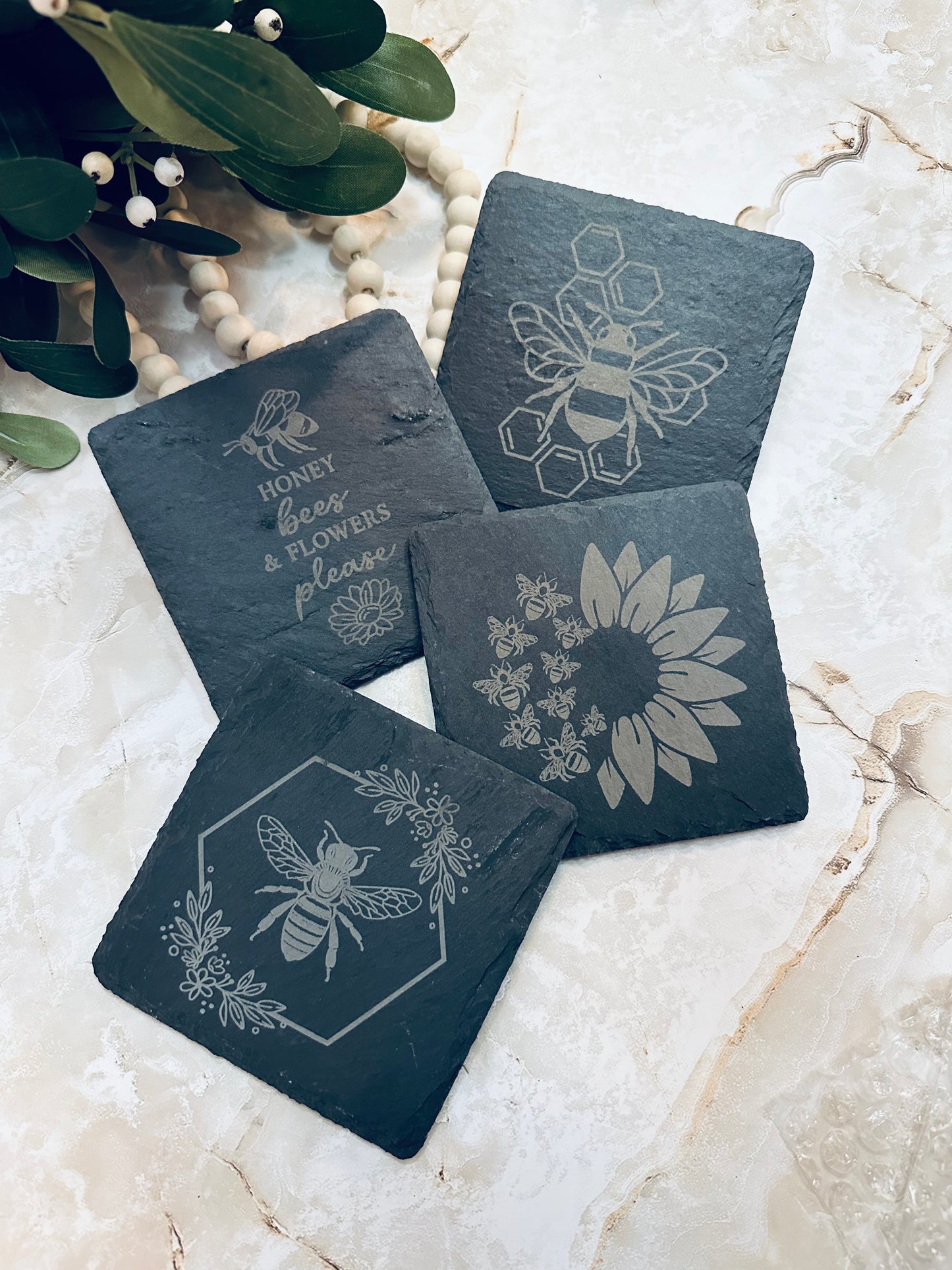 Bee Slate Coasters