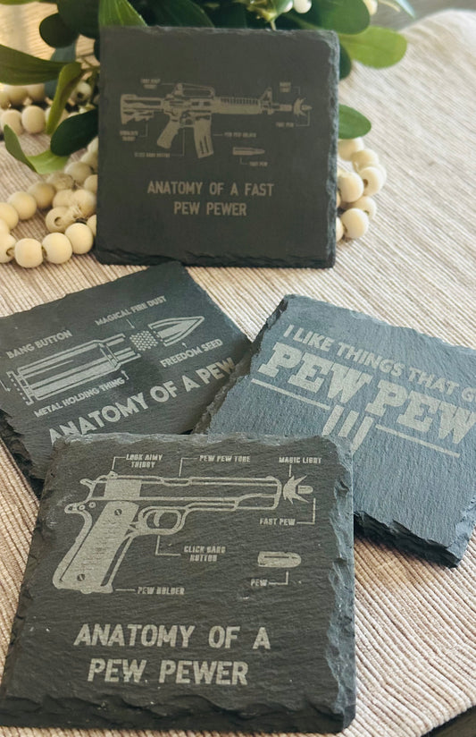 Anatomy of a Pew Slate Coasters