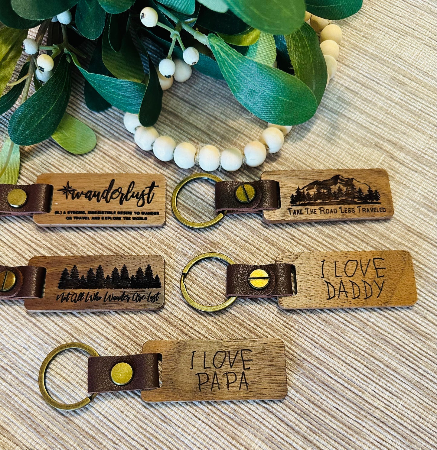 Wooden Tile Keychain