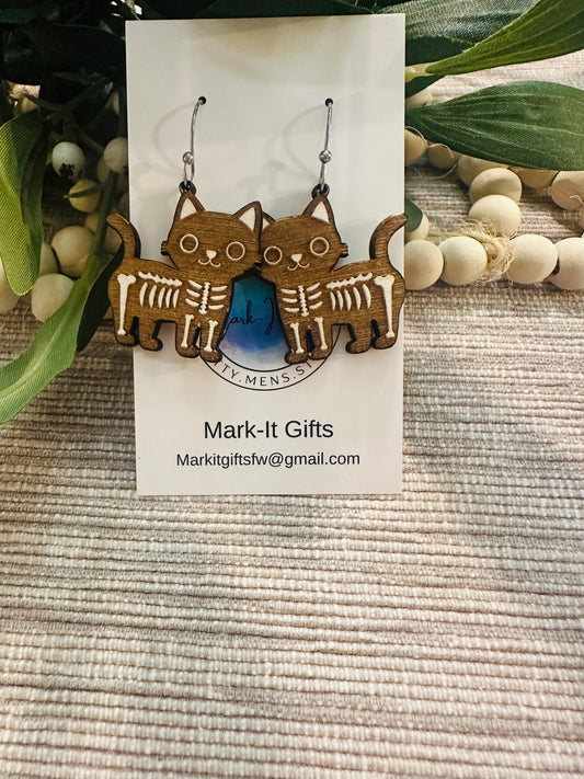 Skeleton Cat Earrings
