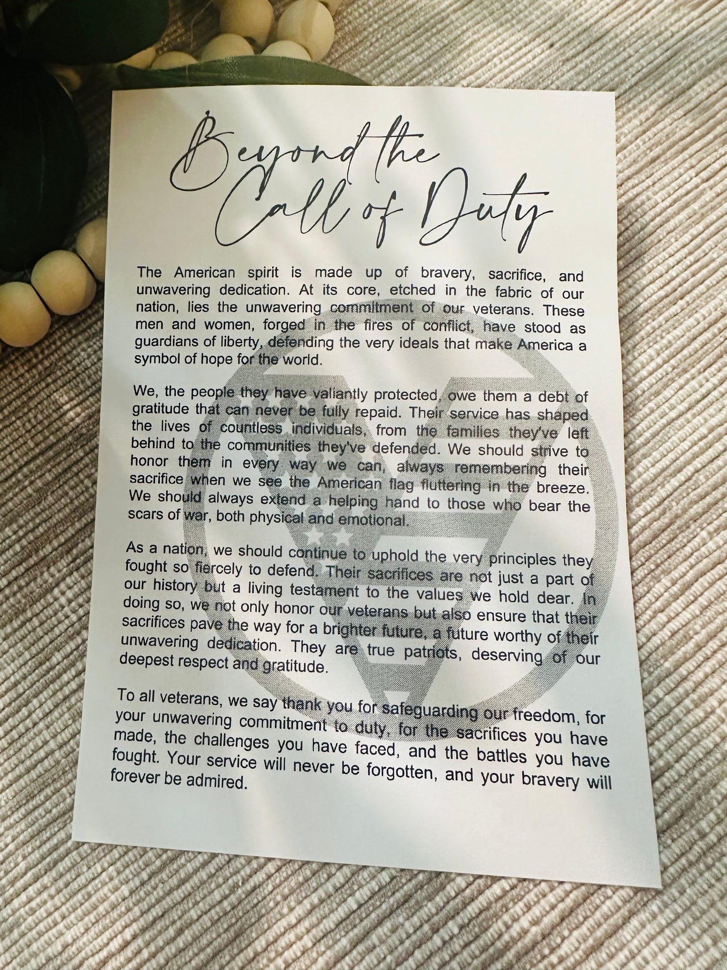 Beyond the Call of Duty Veteran Ornament