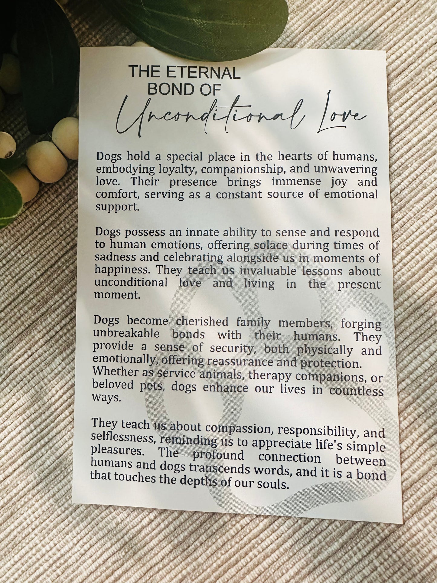 Unconditional Love Dog Ornament