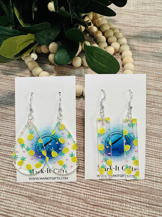 Pineapple and Hearts Earrings