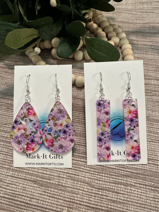 Purple and Pink Watercolor Earrings