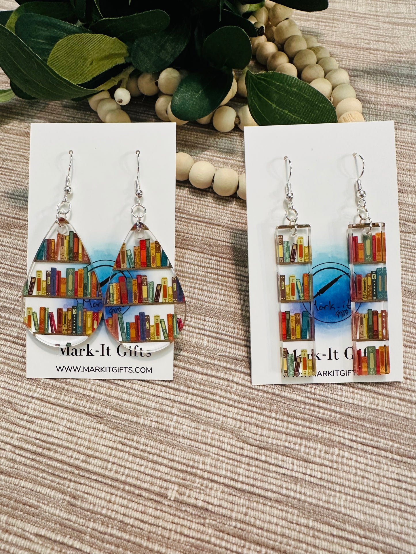 Clear Book Earrings