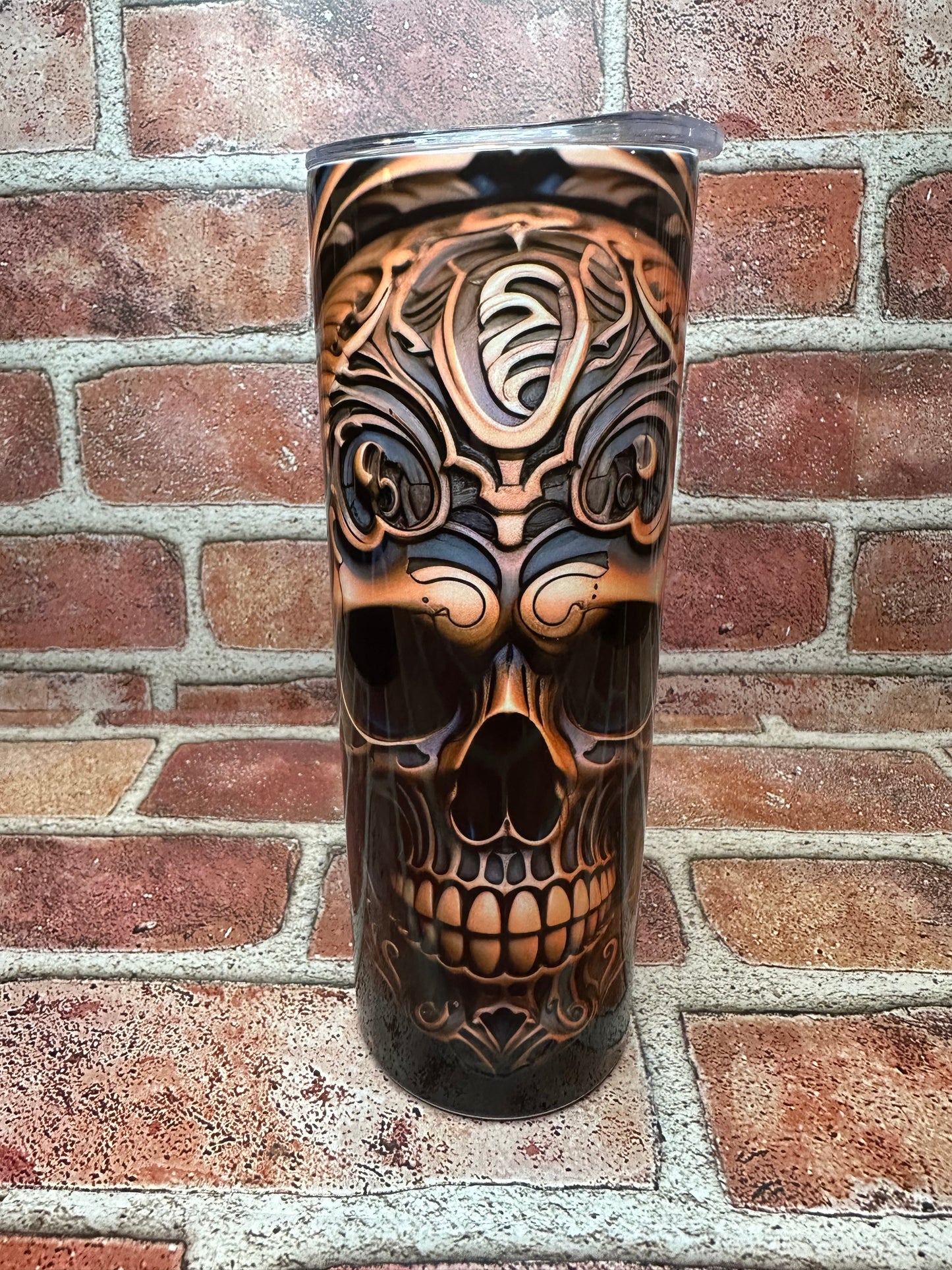 Halloween Bronze Skull Tumbler