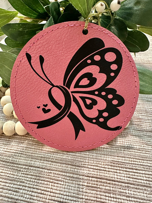 Breast Cancer Butterfly Ornament