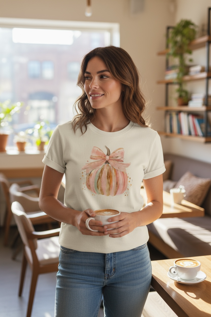 Pink Pumpkin Bow T-Shirt