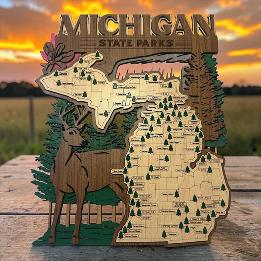 Michigan State Park Map Sign