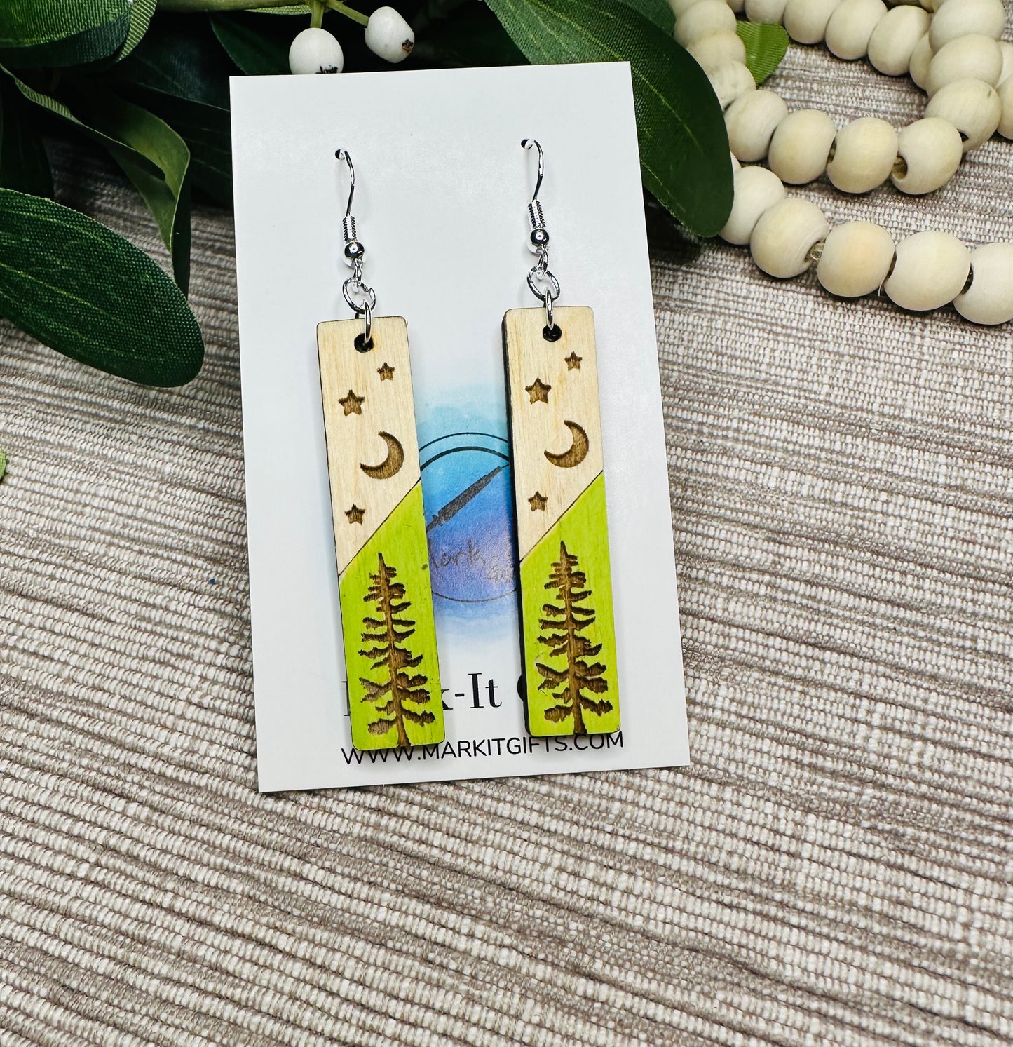 Tree and Moon Earrings