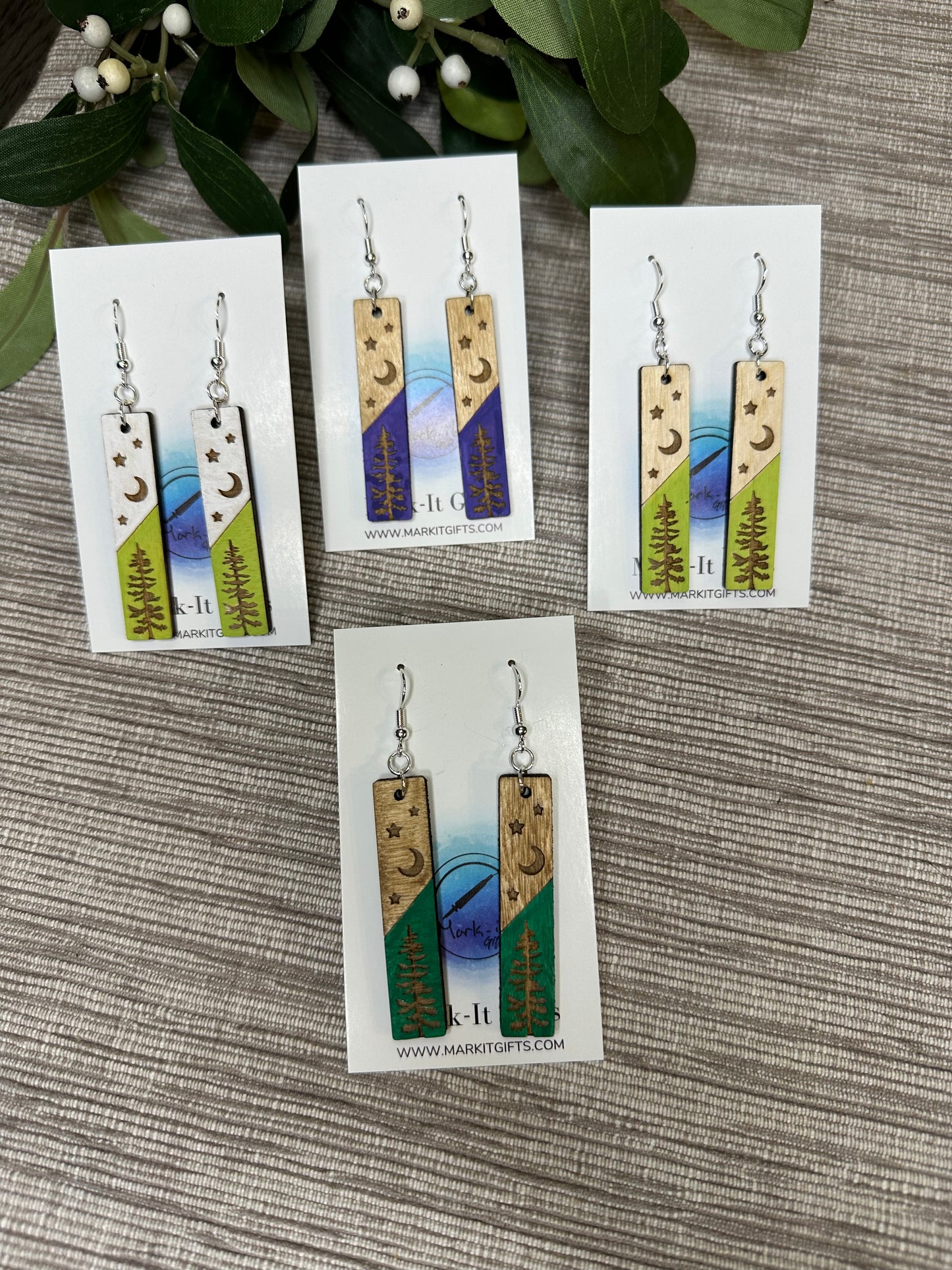 Tree and Moon Earrings