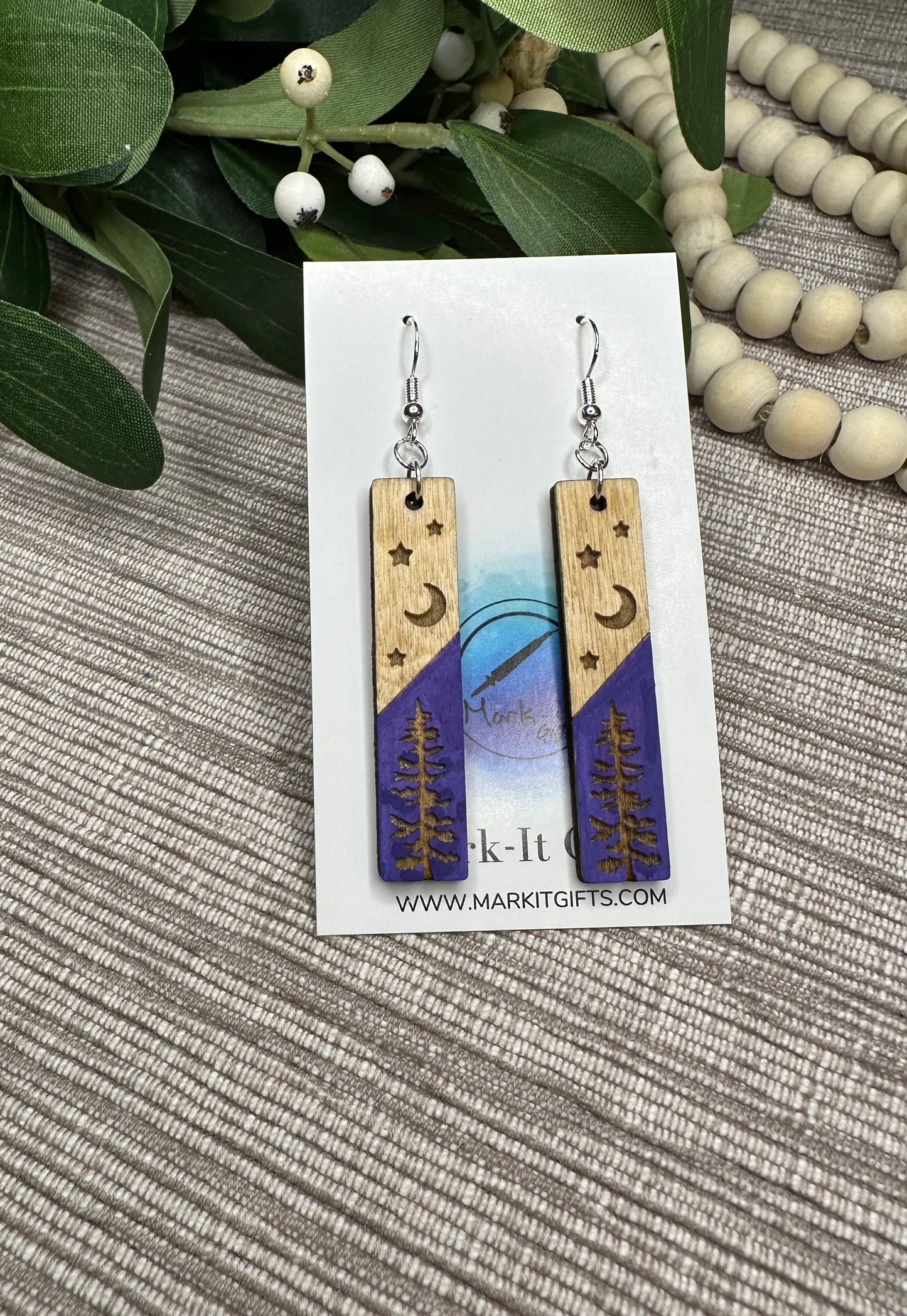 Tree and Moon Earrings