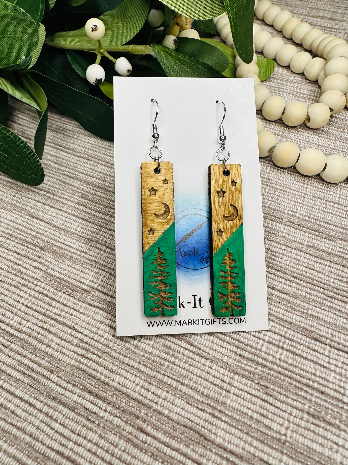 Tree and Moon Earrings